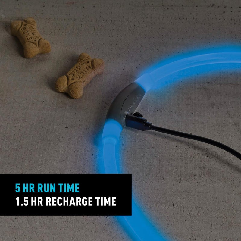 NiteIze NiteHowl Rechargeable LED Safety Necklace - Dog Light for Dog-Walking Gear - Weather-Resistant Design - 5 Hours Runtime - Cut to Fit from 12” to 27” - Blue - Image 4